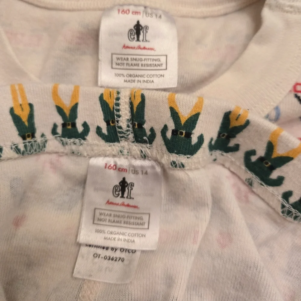 Hanna Andersson ELF Christmas 2-piece pajama top/pants set